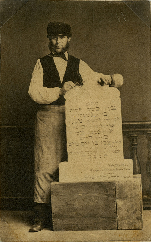 caption: Photograph of a Jewish tombstone carver. New York, New York, ca. 1860.