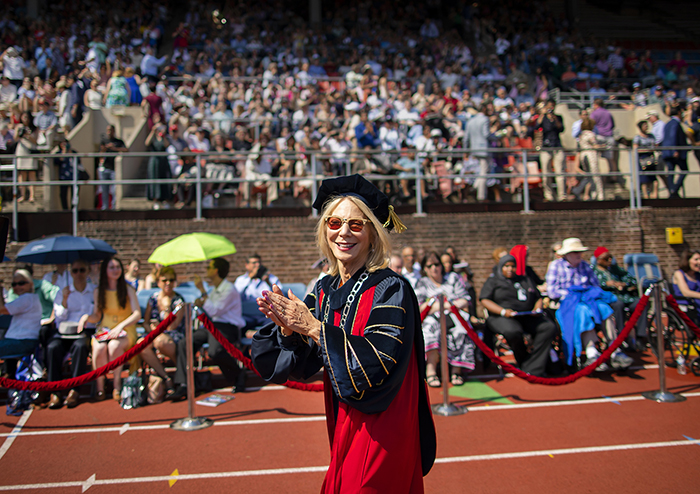 caption:Former President Amy Gutmann, shown at Commencement in 2019, has been confirmed as the U.S. Ambassador to Germany.