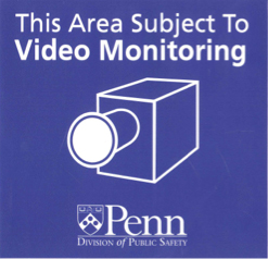 Penn Division of Public Safety CCTV logo that says: This area is subject to video monitoring.