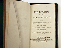 One of Benjamin Franklin's copies of Petit Code de la Raison Humaine.
