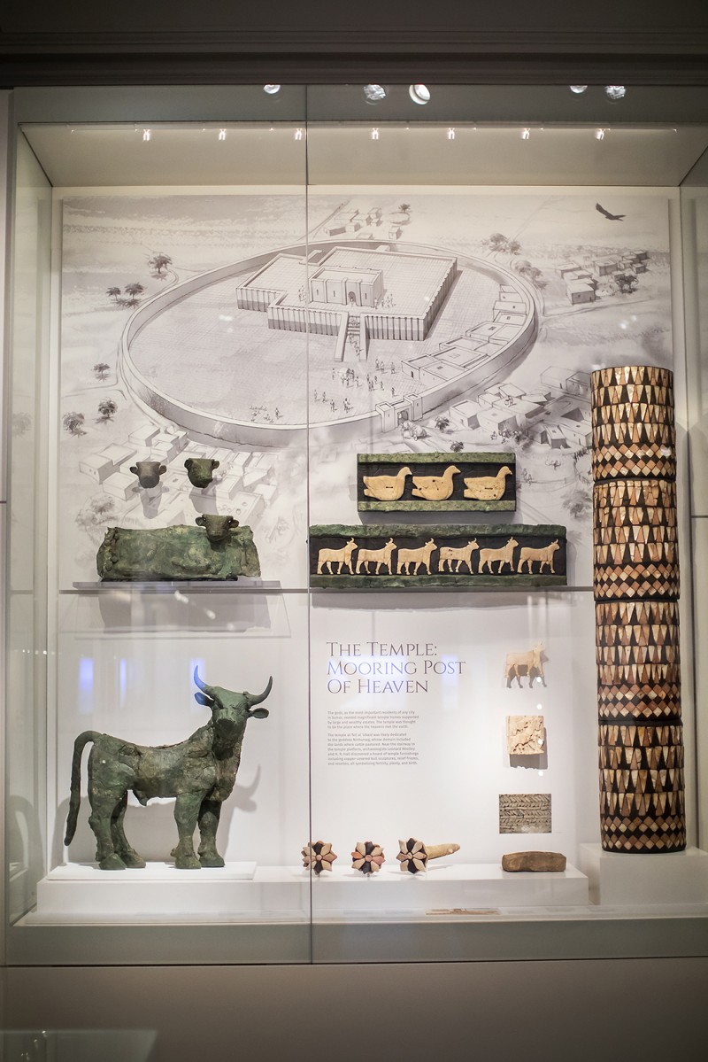 caption: In Sumer, temples were thought to be the place where the heavens met the earth. On view (above) at the Penn Museum Middle East Galleries are materials excavated from the temple at Tell al ‘Ubaid in modern-day Iraq (temple objects circa 2400 BCE).