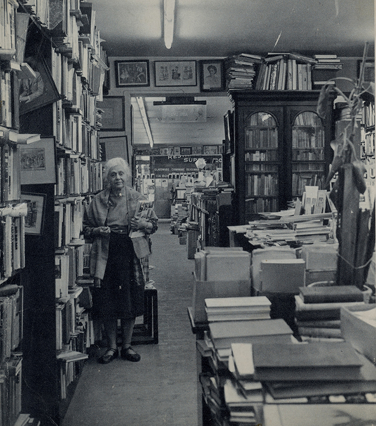 caption: Frances Steloff and her legendary bookshop.