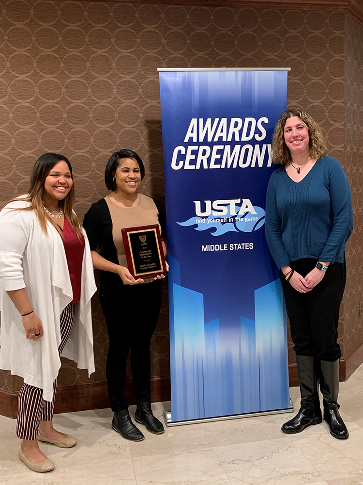 caption: Cehara Wellington, Ellah Nze, Stefanie Carasso at the USTA Awards Ceremony.