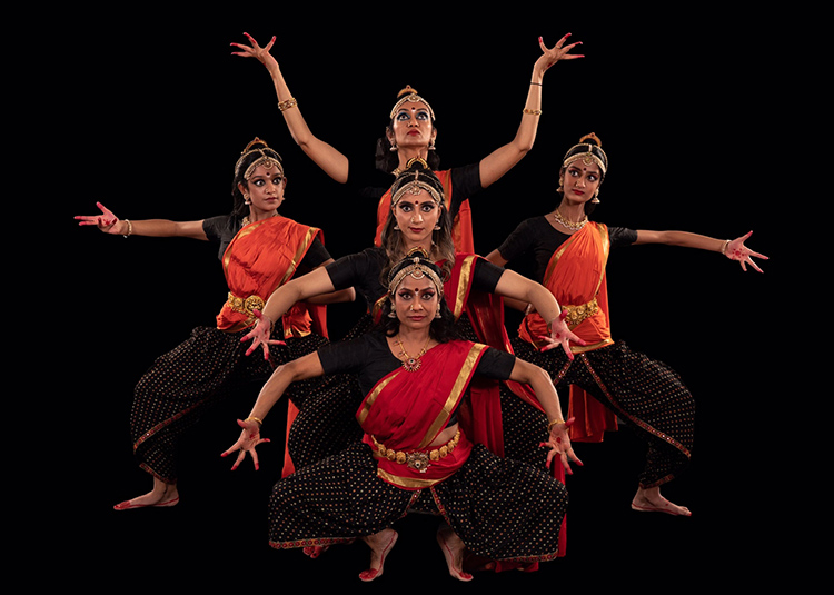 caption: Three Aksha is a Philadelphia-based dance company that preserves and promotes Indian culture through classical Indian Bharatanatyam. Photo courtesy Three Aksha.