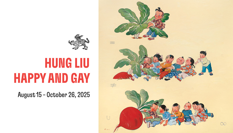 caption: Hung Liu: Happy and Gay exhibit poster. Courtesy of the Arthur Ross Gallery.