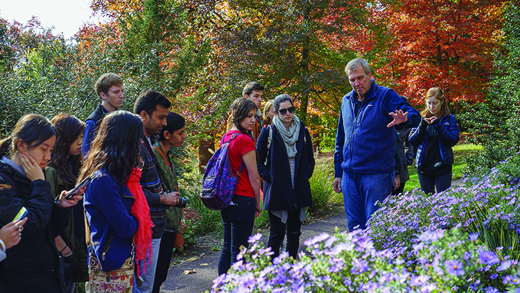 caption: Paul Meyer (second from right) teaches a class at the Arboretum.