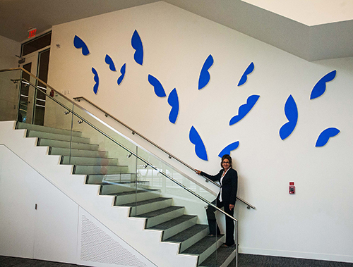 Butterfly-like shapes around a stairwell