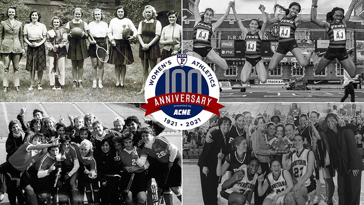 caption: A still from the Women’s Athletics 100 Year Anniversary video, which can be viewed at  https://pennathletics.com/news/2021/2/3/general-penn-athletics-set-to-celebrate-100-years-of-womens-athletics.aspx.