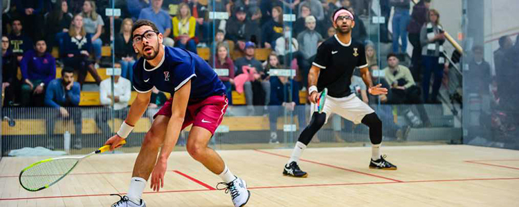 caption: During Penn Squash Camp, Penn’s head coaches helps beginner, intermediate, and elite players develop their game in the University’s brand new, world-class facility.