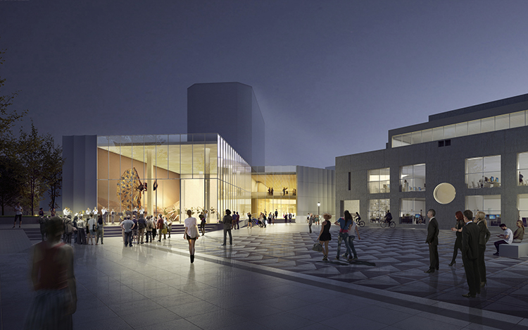 caption: A rendering of the proposed Stuart Weitzman Theatre. 