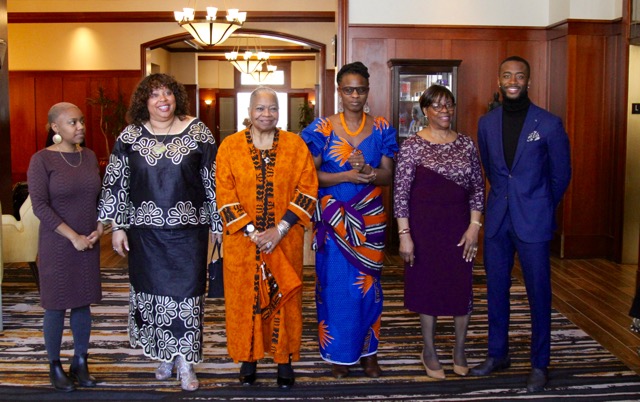 caption: (Above, from left to right) This year’s Women of Color Award winners: Kai Kornegay, Michelle Ray Dorman, Vernoca Michael, Akudo Ijeoma Ejelonu, along with Martha Anderson and Caelan Isaiah Purvy accepting on behalf of the late Tiffany Anderson-Purvy. Not shown: Amelia Michelle Carter.