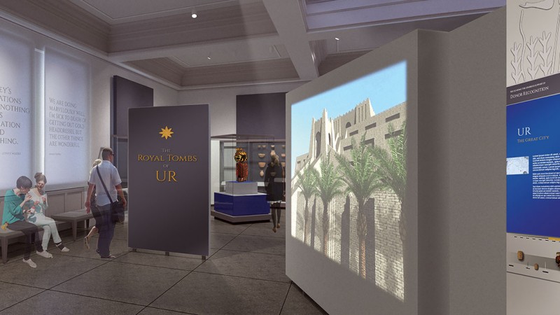 caption: Rendering of the new Middle East Galleries at the Penn Museum, which open April 21-22.